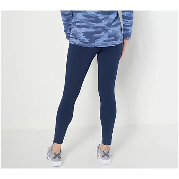 DENIM & CO. ACTIVE NEW $47 Duo Stretch Legging w/ Side Pocket Rhubarb PS - Picture 2 of 3